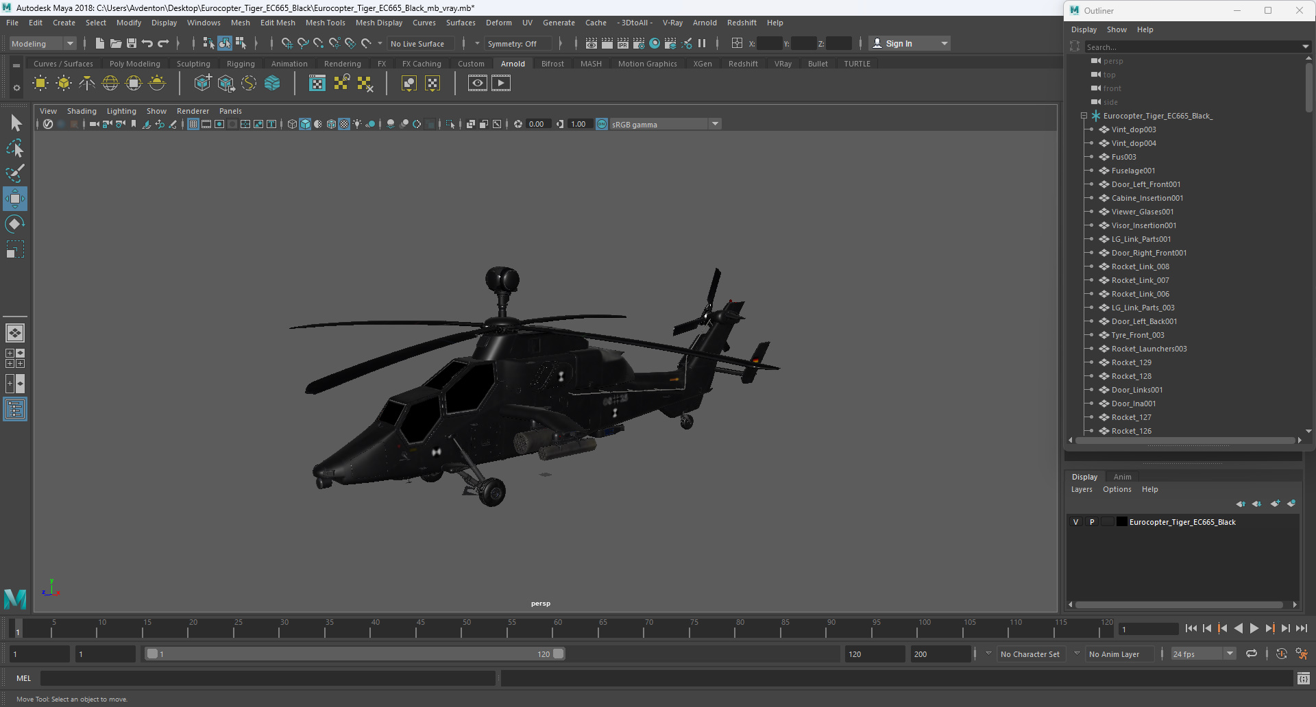 3D Eurocopter Tiger EC665 Black model