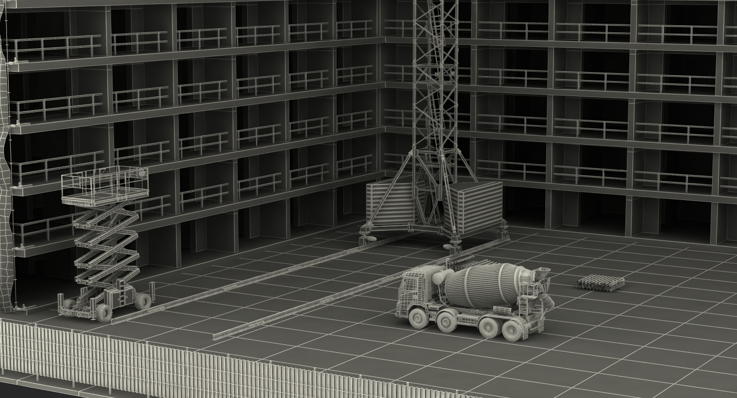 3D Building Construction with Equipment