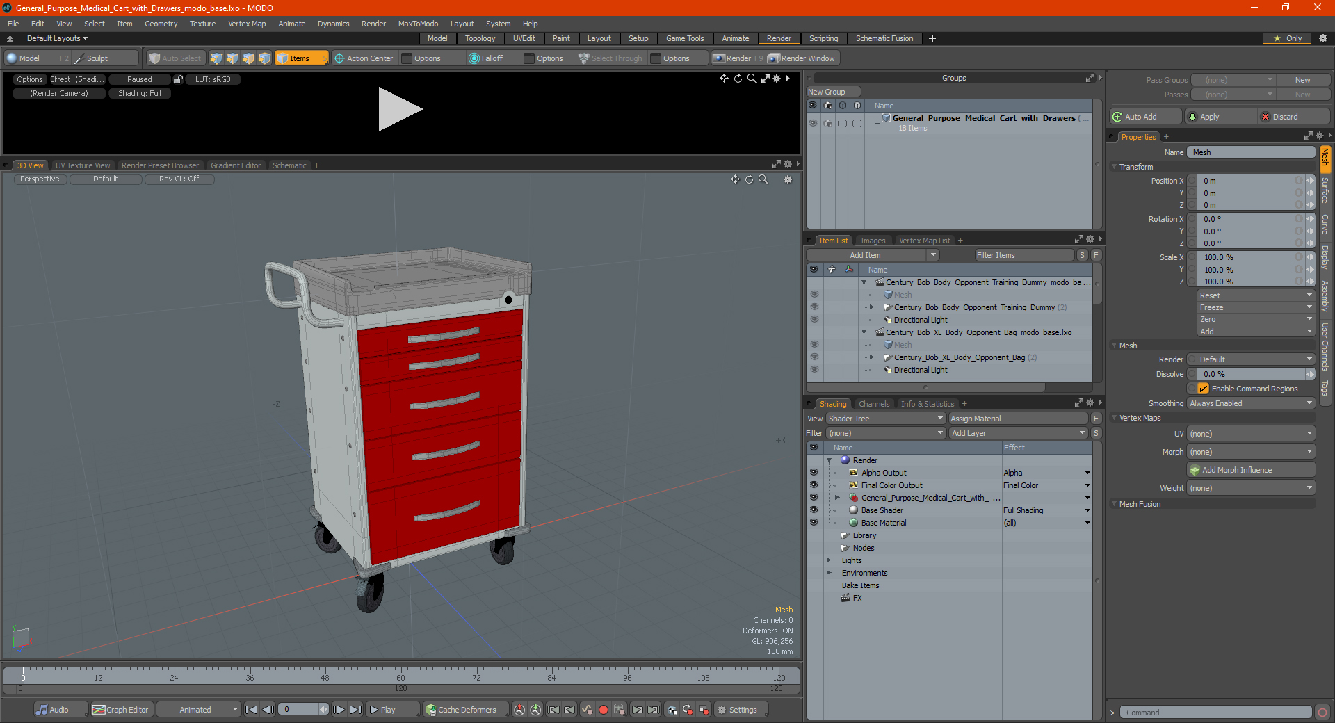 3D General Purpose Medical Cart with Drawers