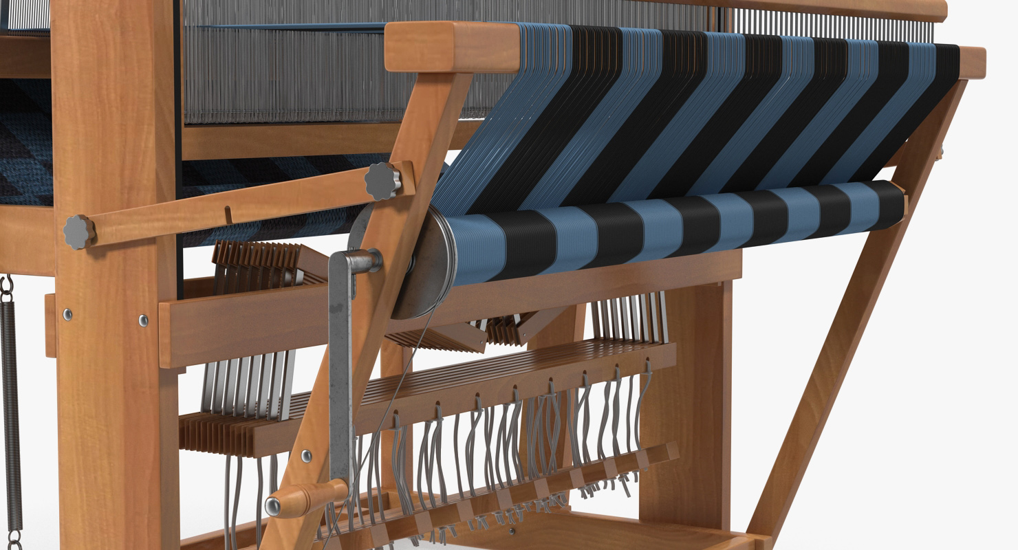 3D model Wooden Loom with Rug