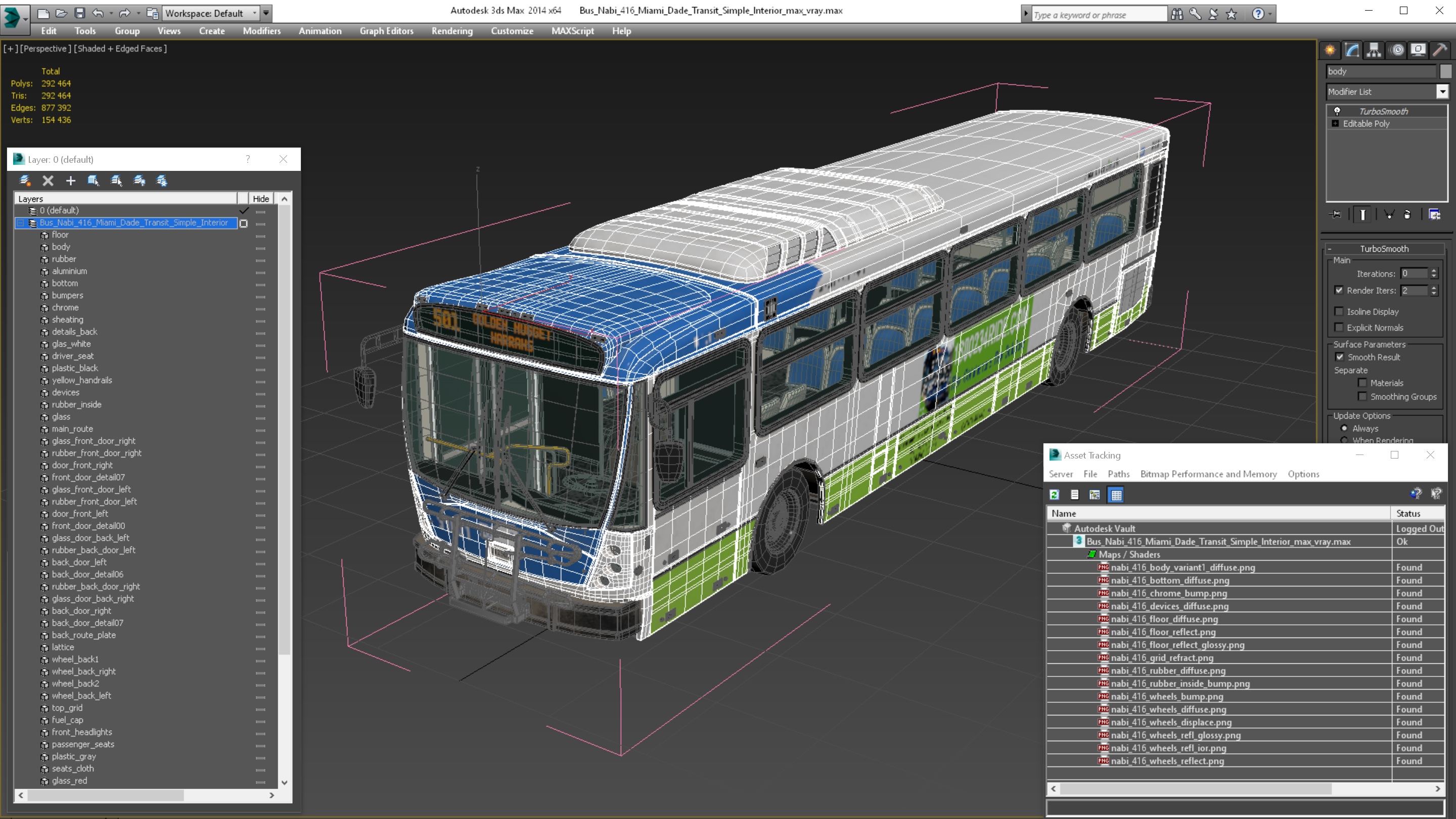 Bus Nabi 416 Miami Dade Transit Simple Interior 3D