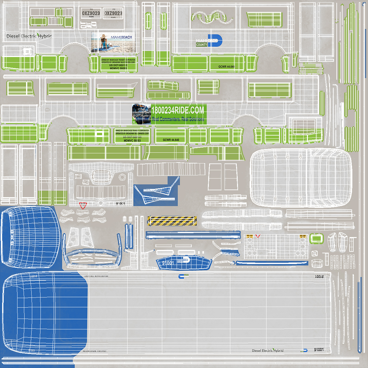 Bus Nabi 416 Miami Dade Transit Simple Interior 3D