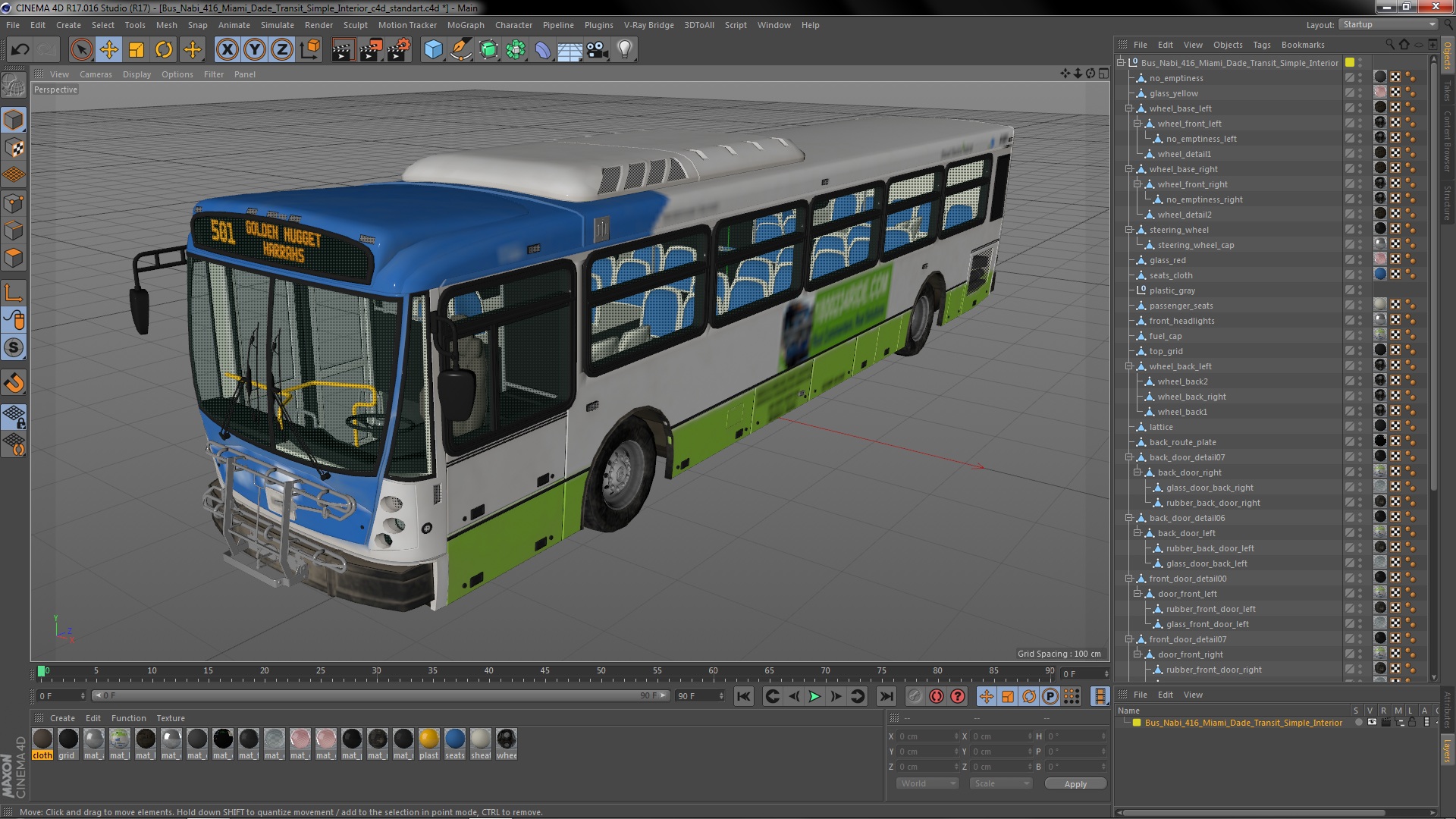 Bus Nabi 416 Miami Dade Transit Simple Interior 3D