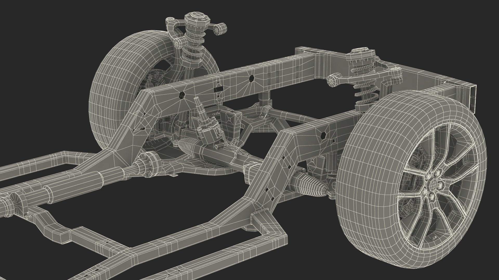 3D Car Chassis with Suspension and Wheels model