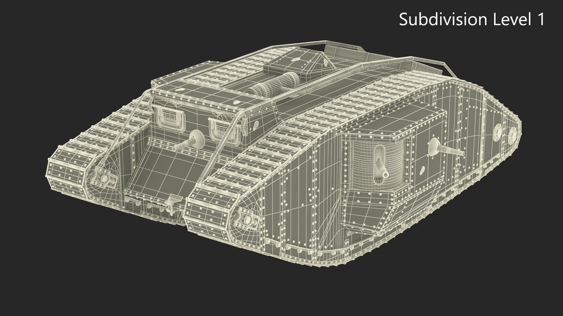 3D Tank MK 4 Male Rigged