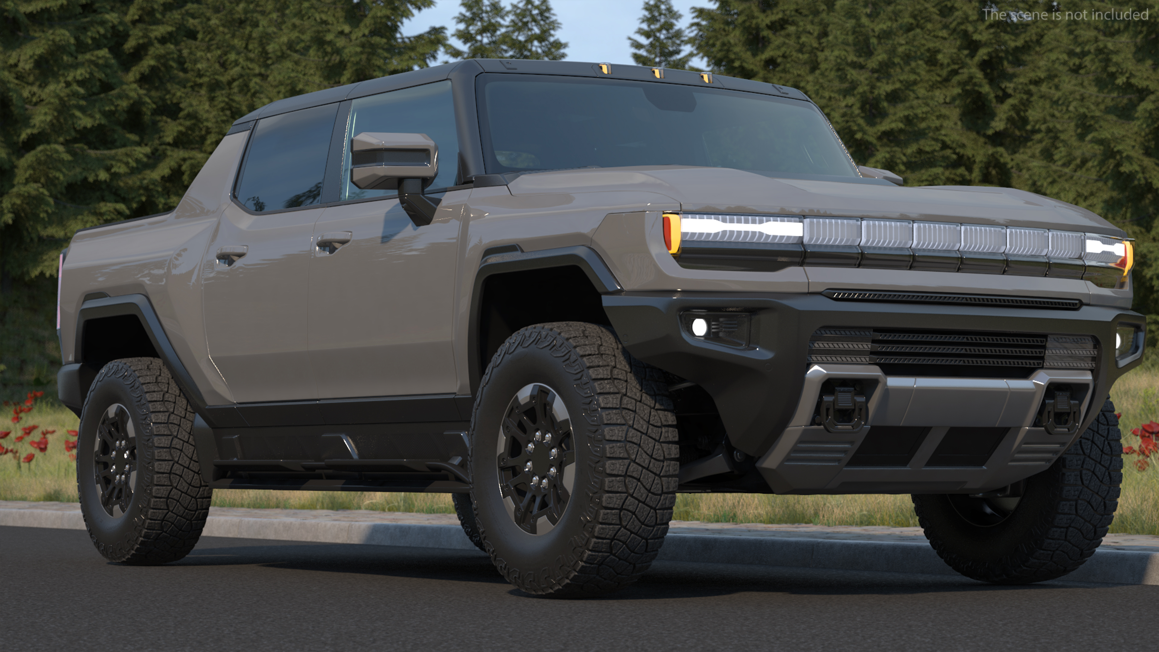 3D model Luxury Electric Pickup Truck Gray Rigged