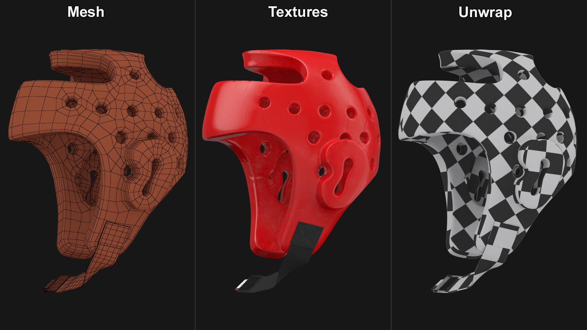 Karate Helmet Red 3D