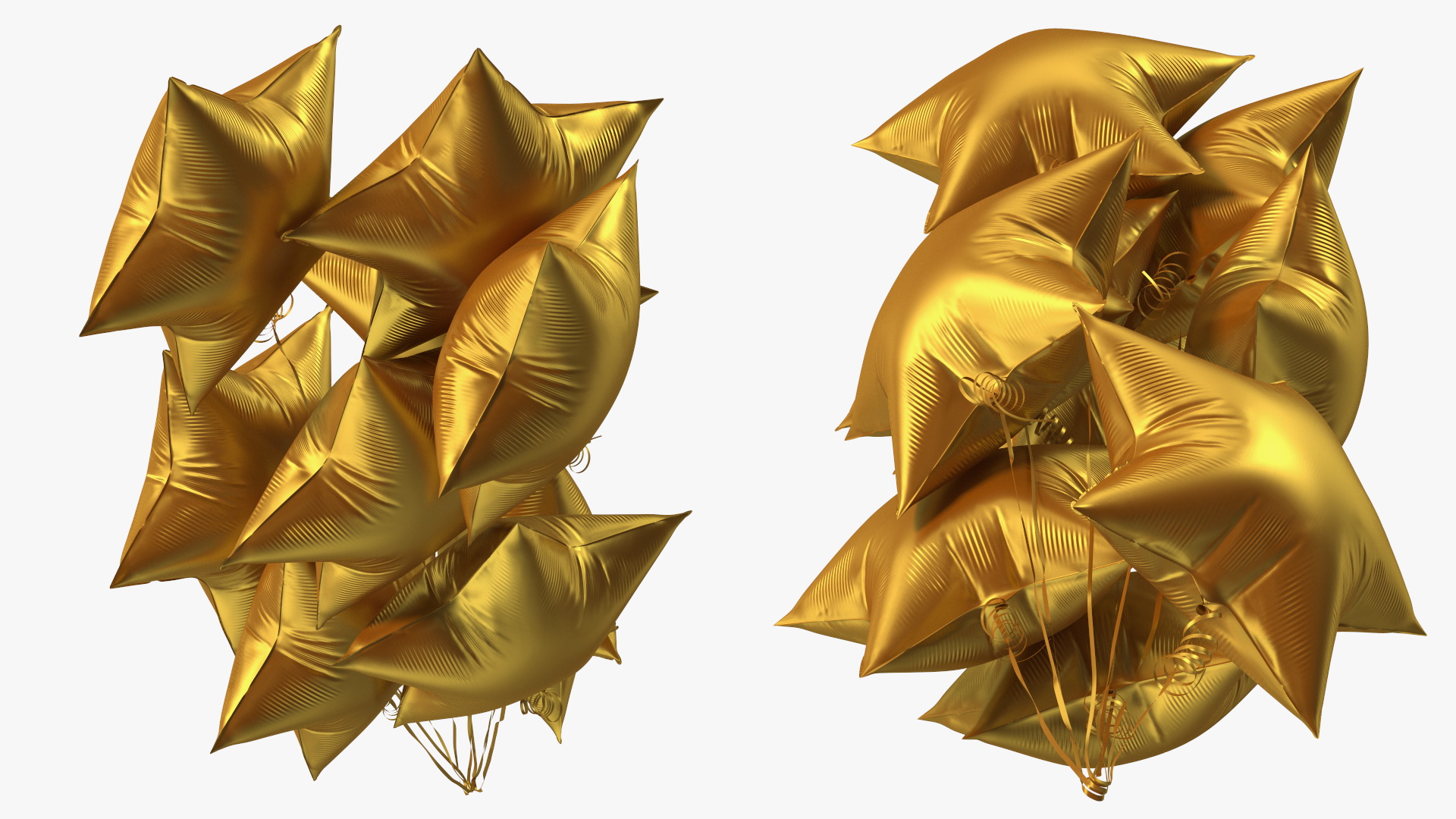 3D Star Shaped Matte Gold Balloon Bouquet model