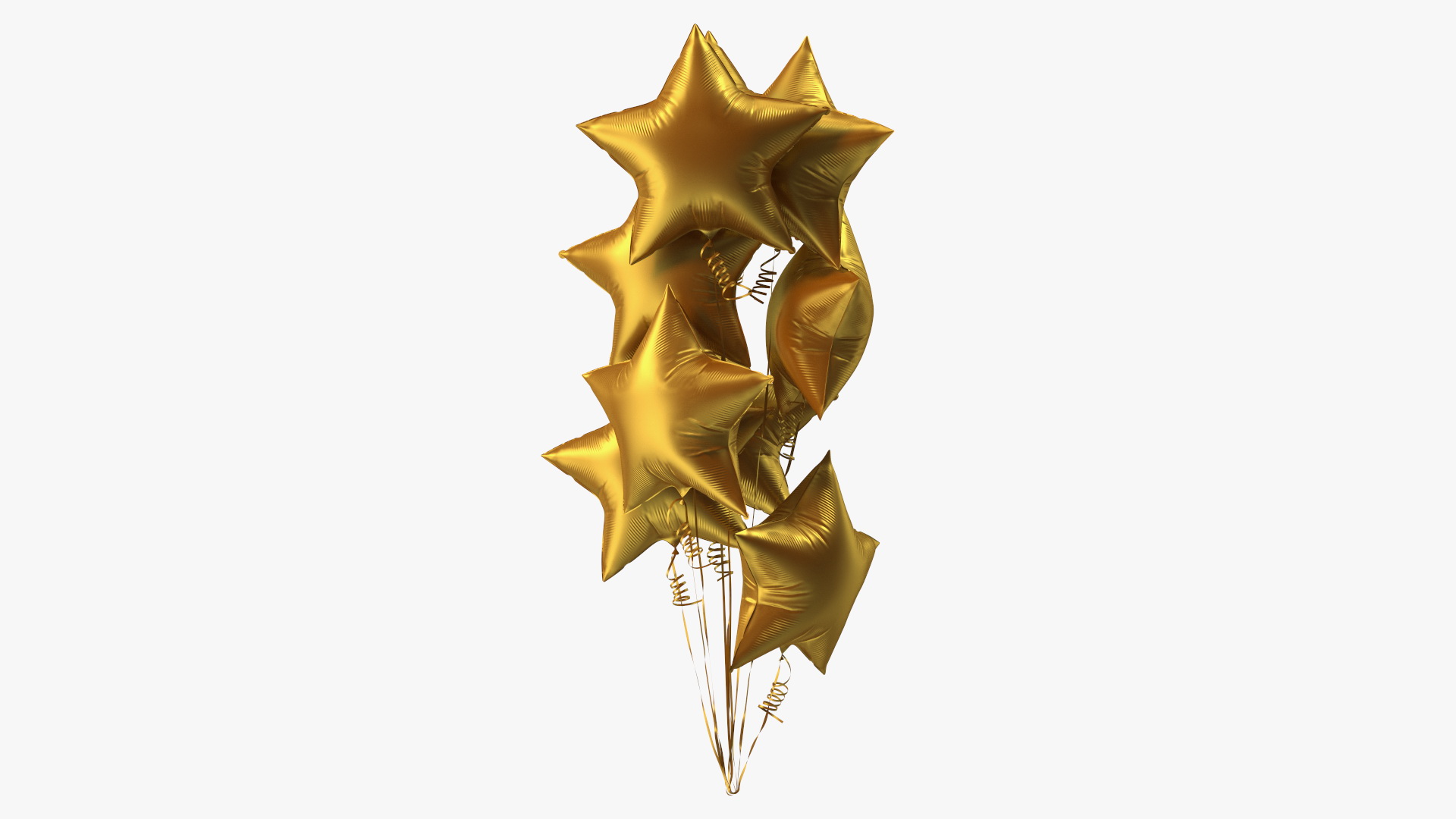 3D Star Shaped Matte Gold Balloon Bouquet model