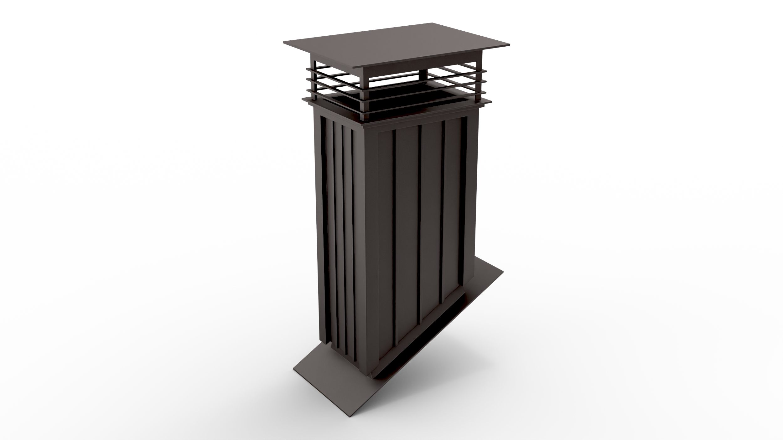 3D Square Metal Chimney Black Corner Base model