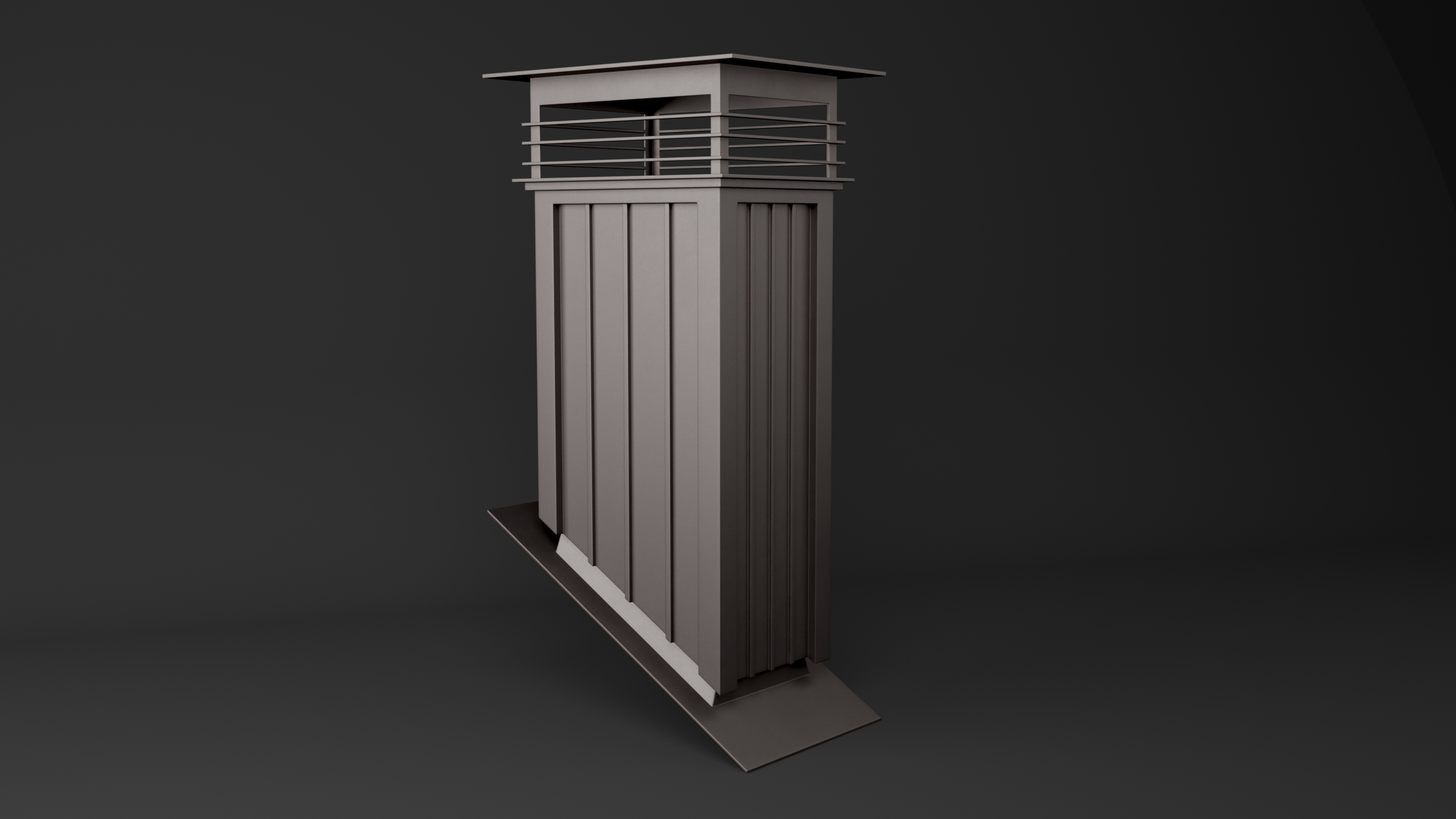 3D Square Metal Chimney Black Corner Base model