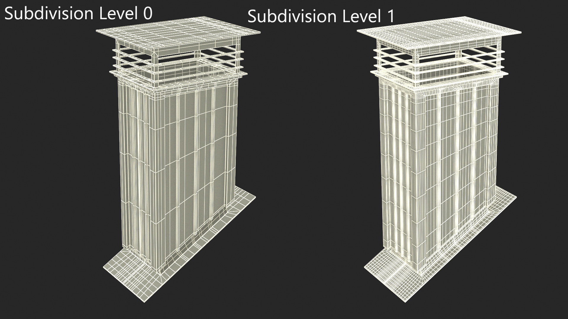 3D Square Metal Chimney Black Corner Base model