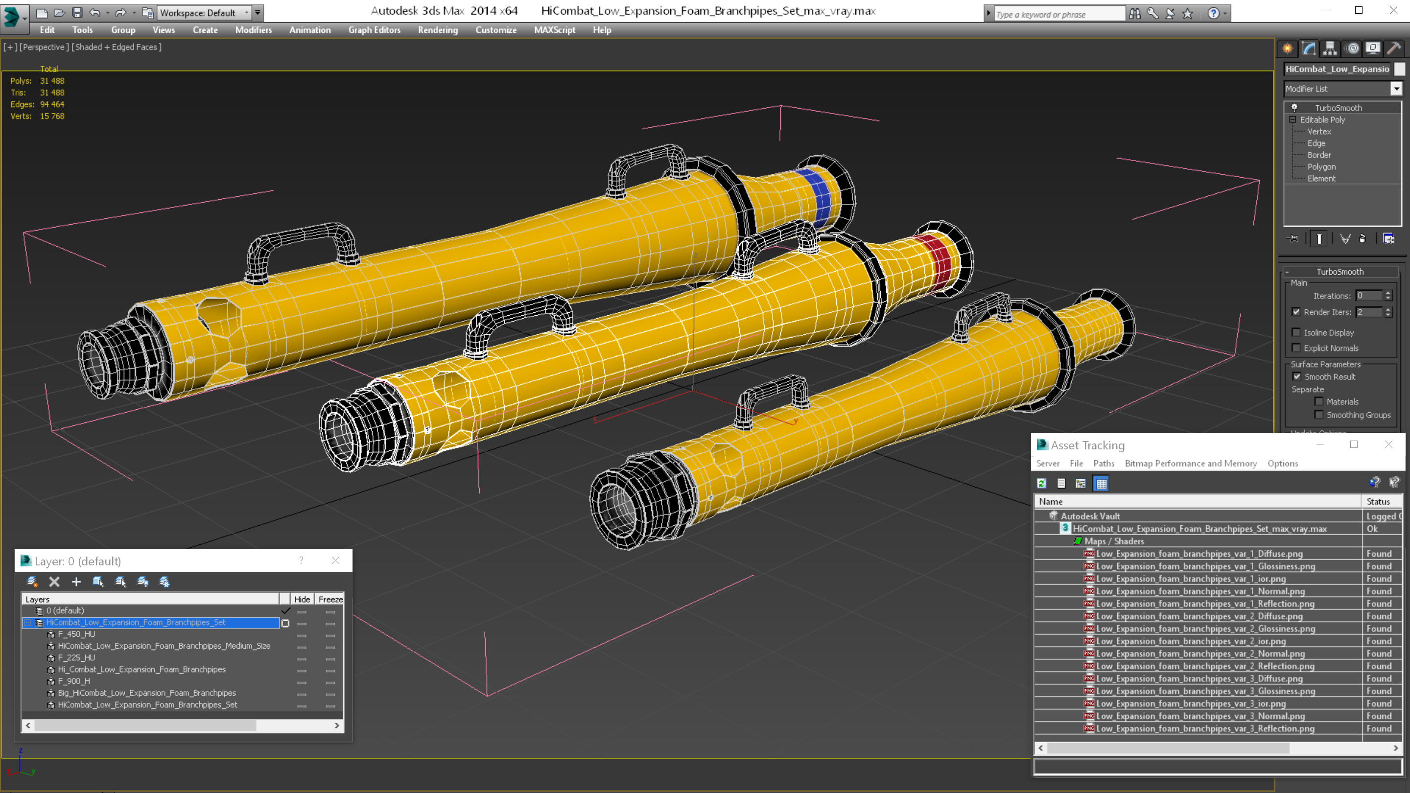 3D HiCombat Low Expansion Foam Branchpipes Set model