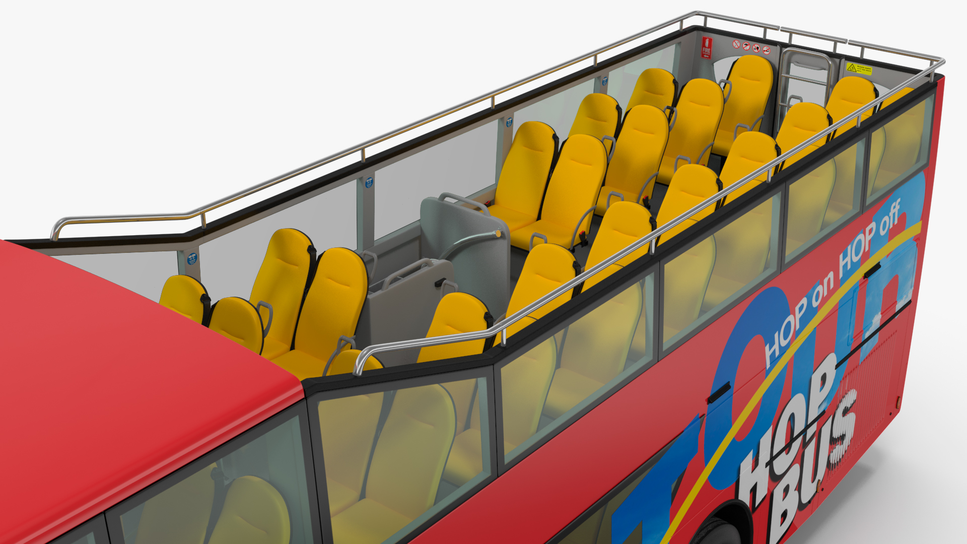 Open Air Double Decker Hop-On Hop-Off Tour Bus Rigged for Maya 3D