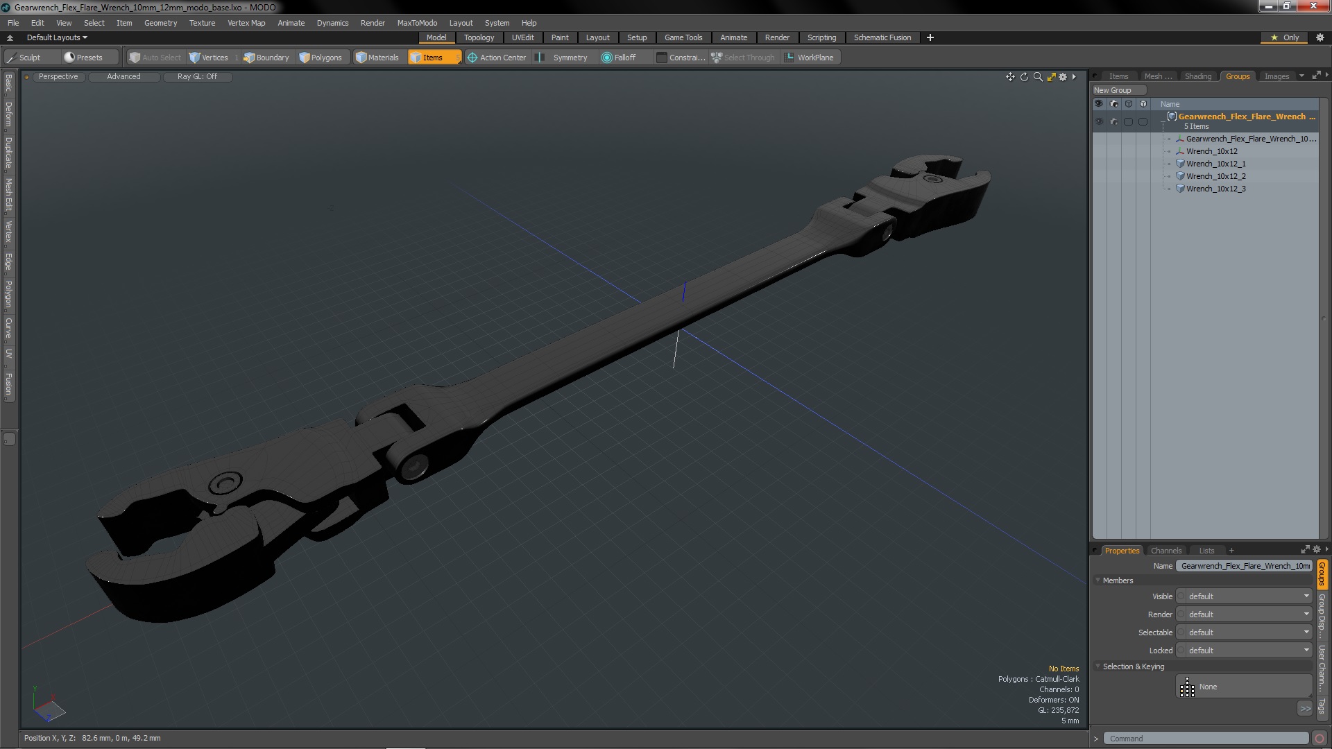 3D Gearwrench Flex Flare Wrench 10mm 12mm model