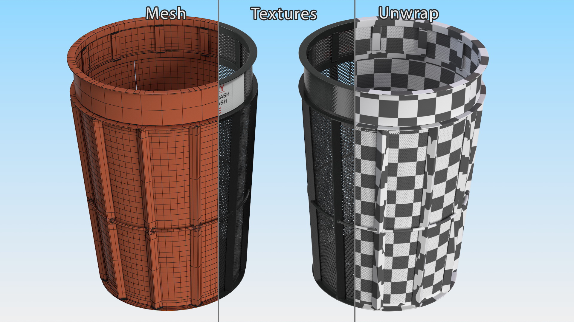 3D Public Park Litter Trash Can model