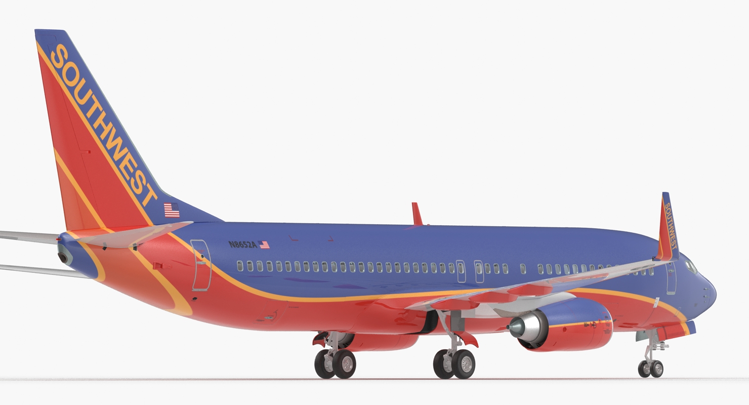 Boeing 737 800 with Interior Southwest Airlines Rigged 3D model