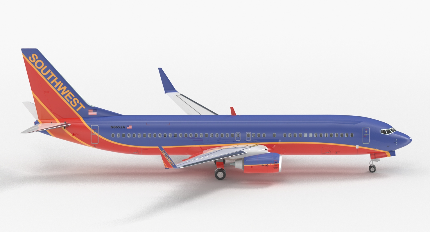 Boeing 737 800 with Interior Southwest Airlines Rigged 3D model