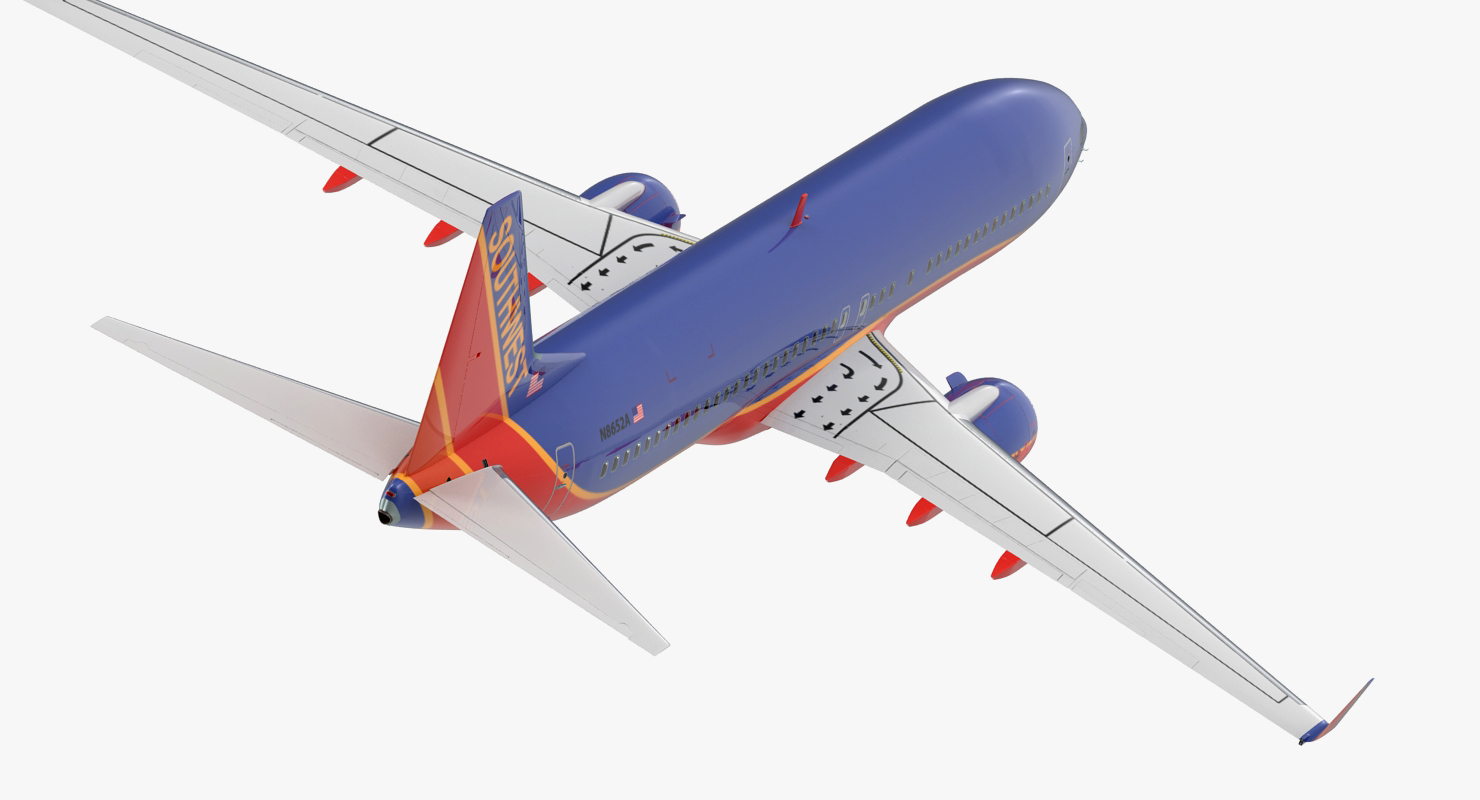 Boeing 737 800 with Interior Southwest Airlines Rigged 3D model