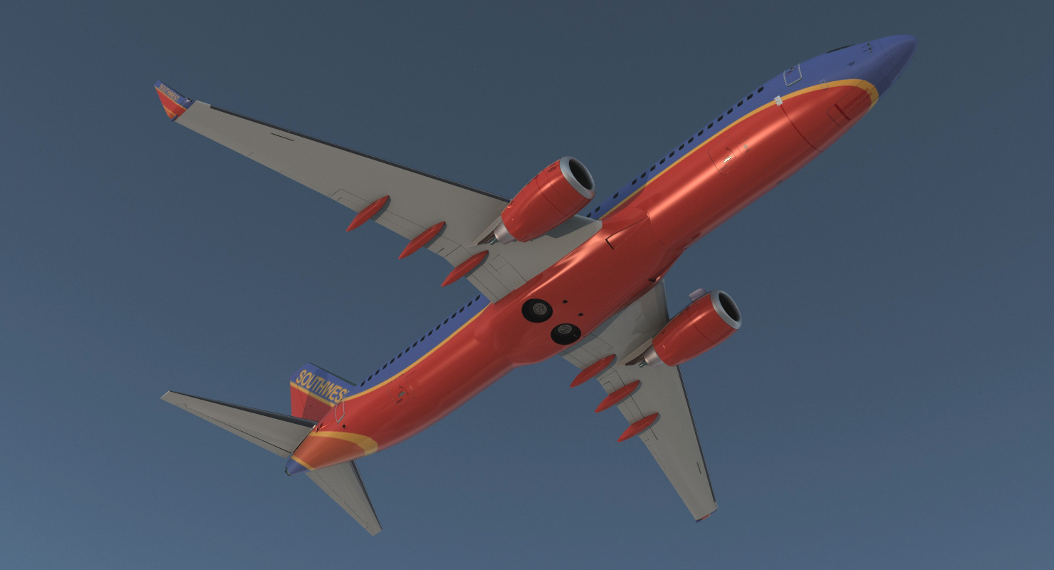 Boeing 737 800 with Interior Southwest Airlines Rigged 3D model