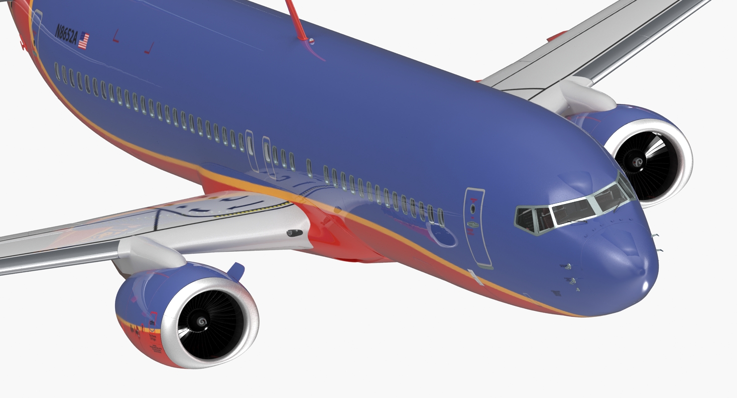 Boeing 737 800 with Interior Southwest Airlines Rigged 3D model