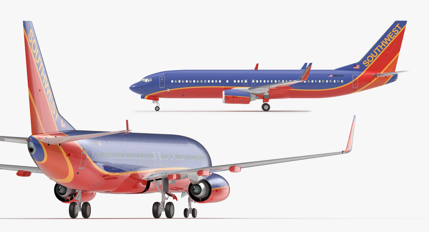 Boeing 737 800 with Interior Southwest Airlines Rigged 3D model