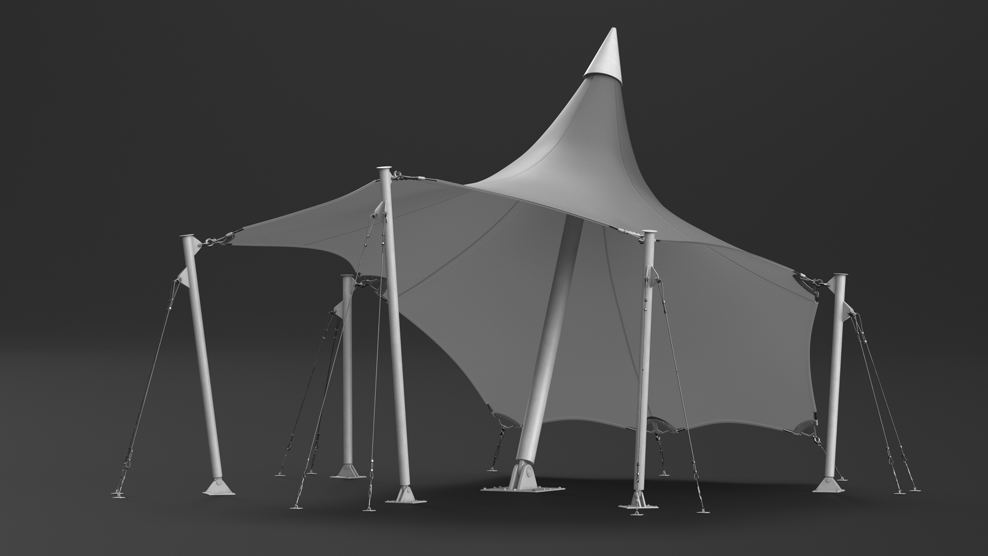 Tensile Fabric Tent Grey 3D model