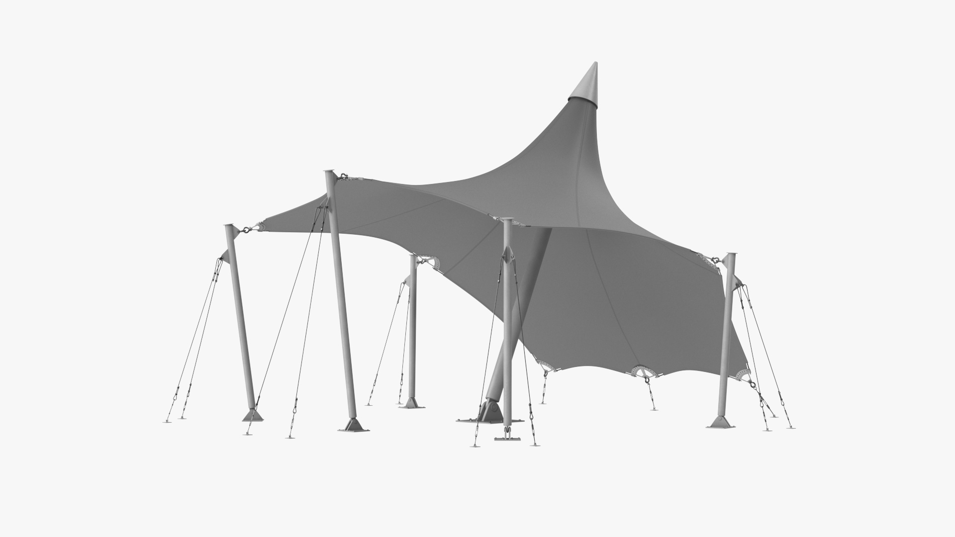 Tensile Fabric Tent Grey 3D model