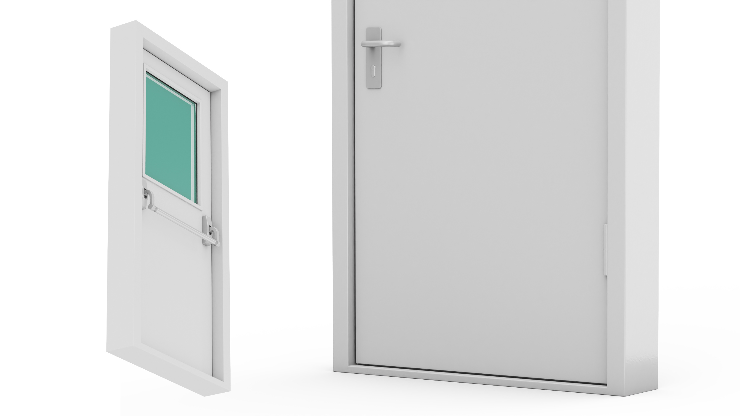 3D Grey Fire Exit Door Single with Panic Bar