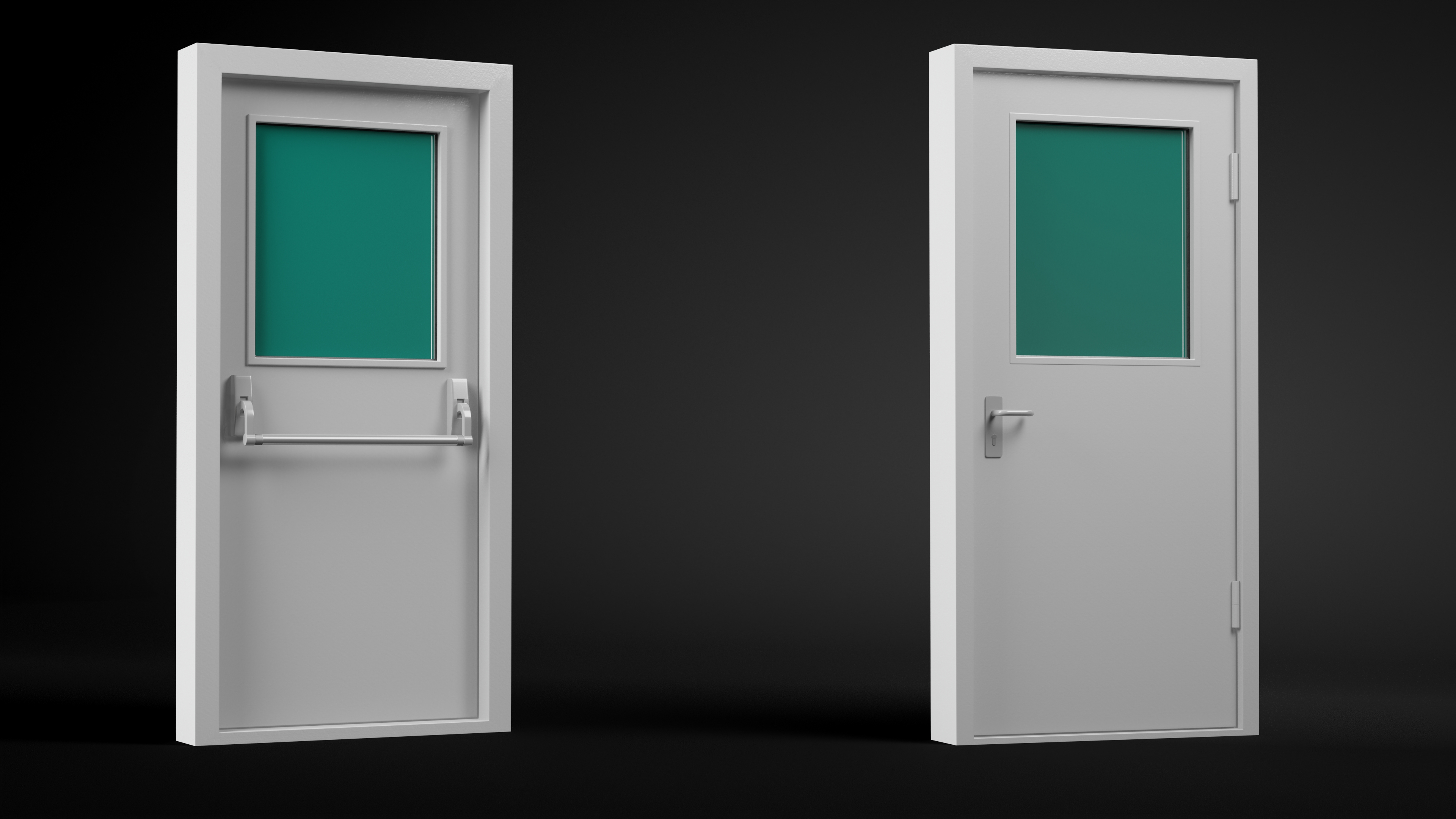 3D Grey Fire Exit Door Single with Panic Bar