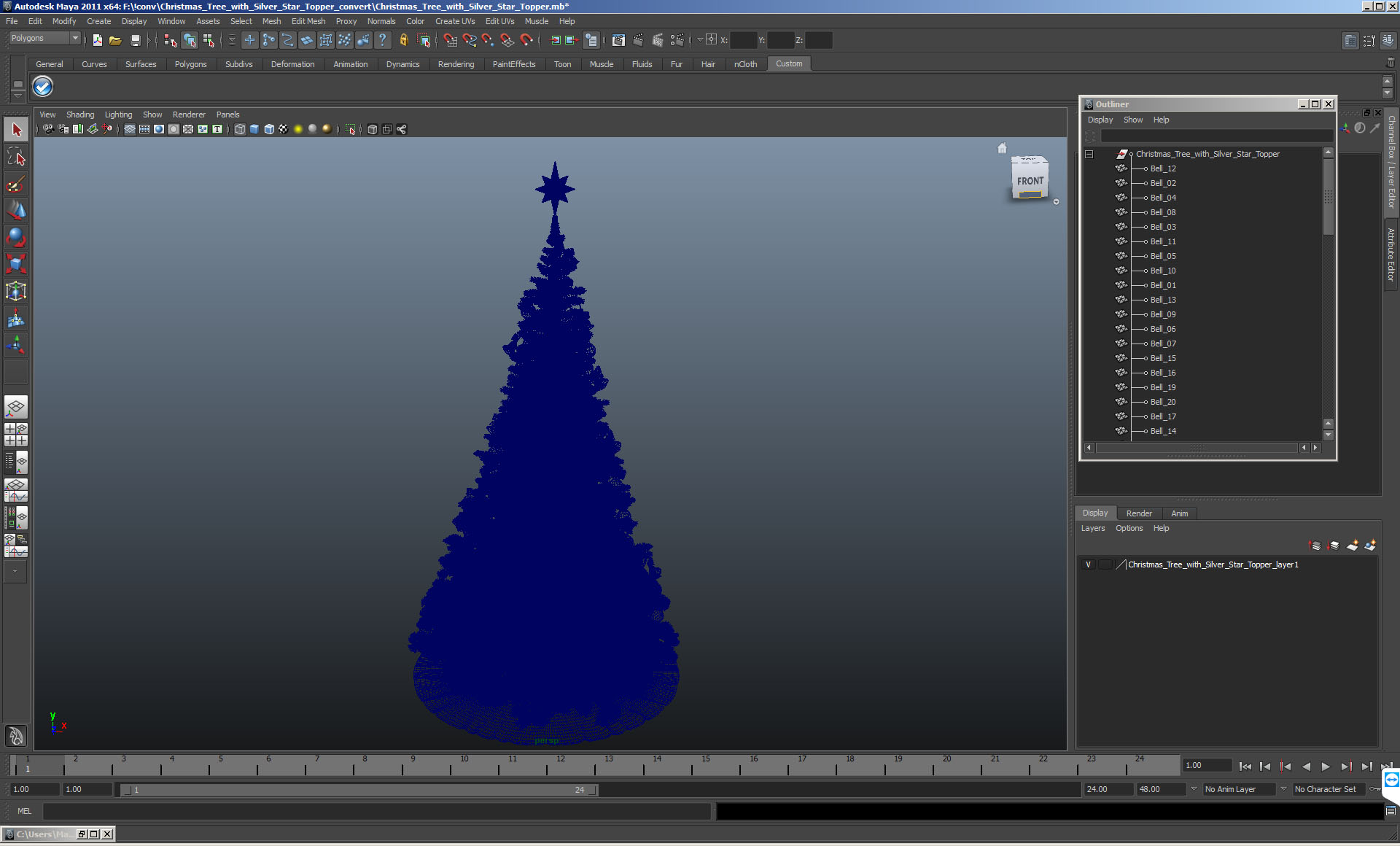 3D Christmas Tree with Silver Star Topper model