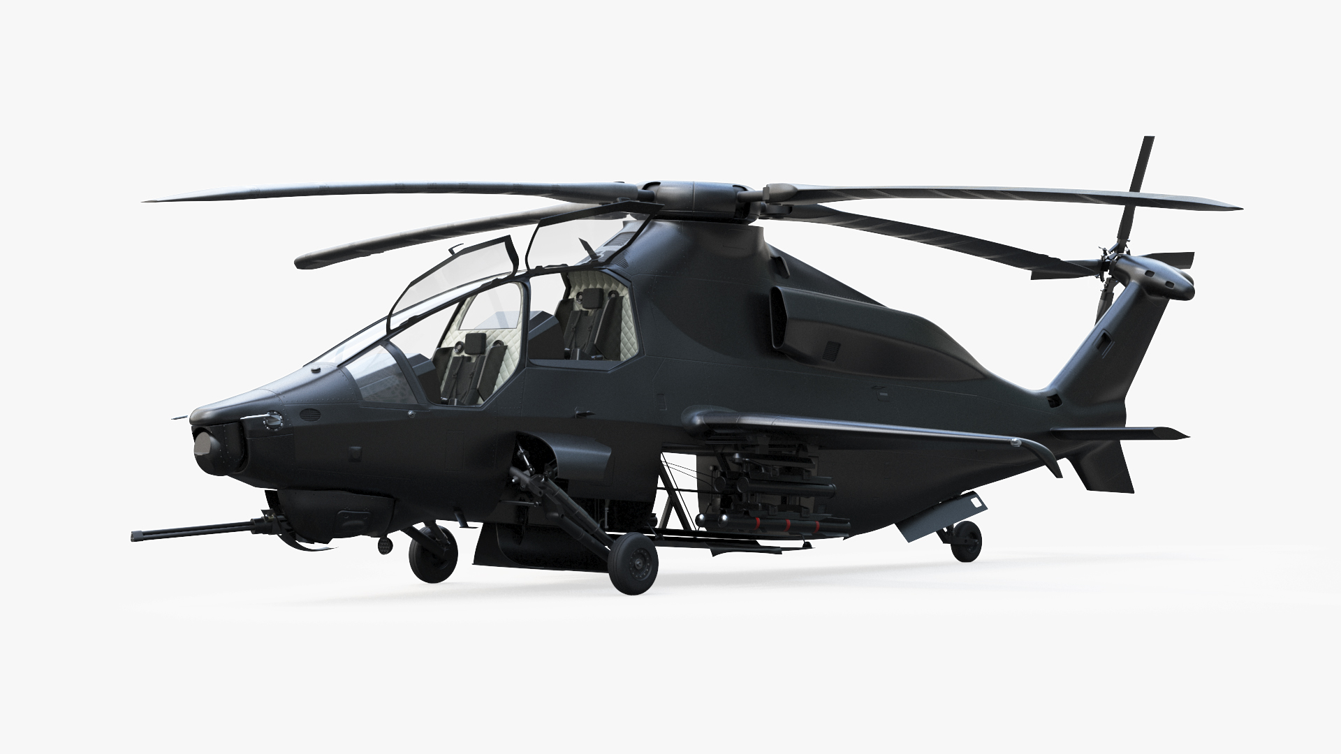 3D model Military Attack Helicopter with Weapon Rigged