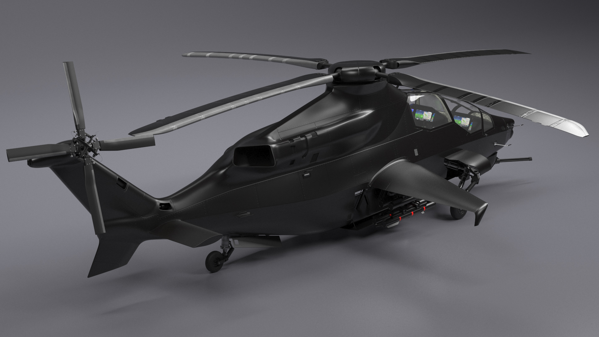 3D model Military Attack Helicopter with Weapon Rigged