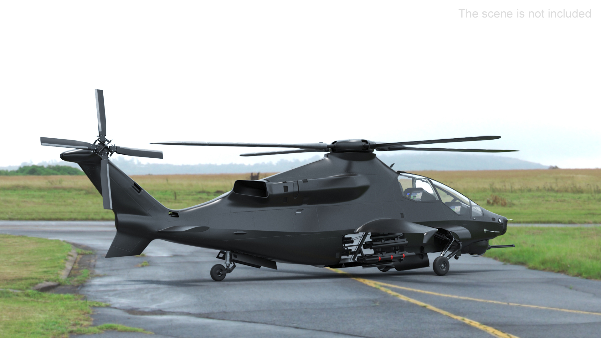 3D model Military Attack Helicopter with Weapon Rigged