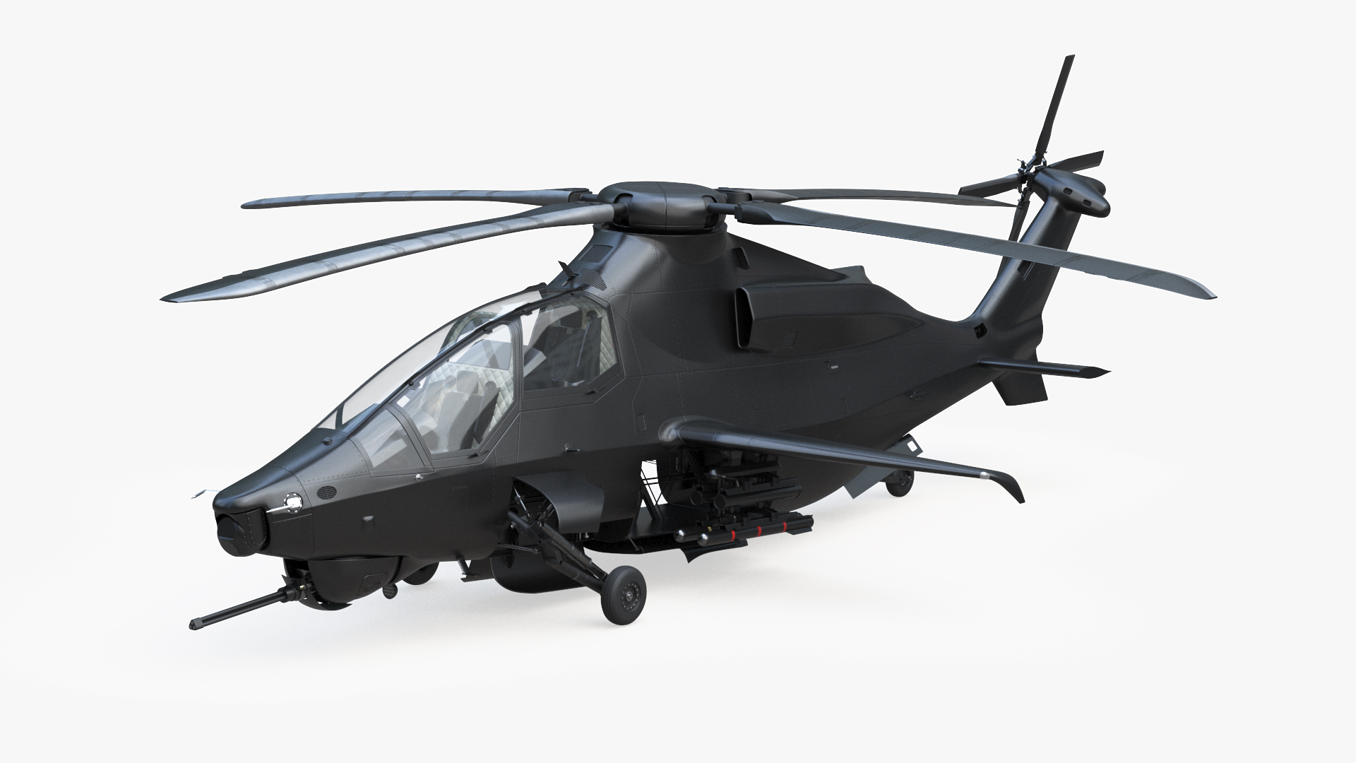 3D model Military Attack Helicopter with Weapon Rigged