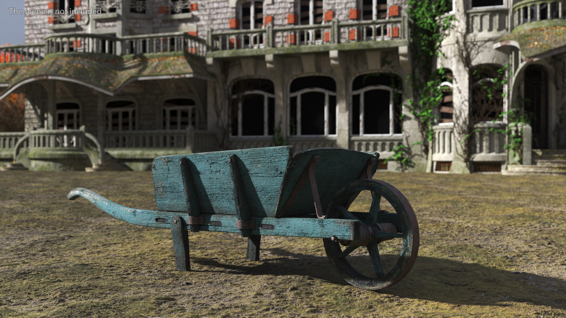 Vintage Wheelbarrow Blue 3D model