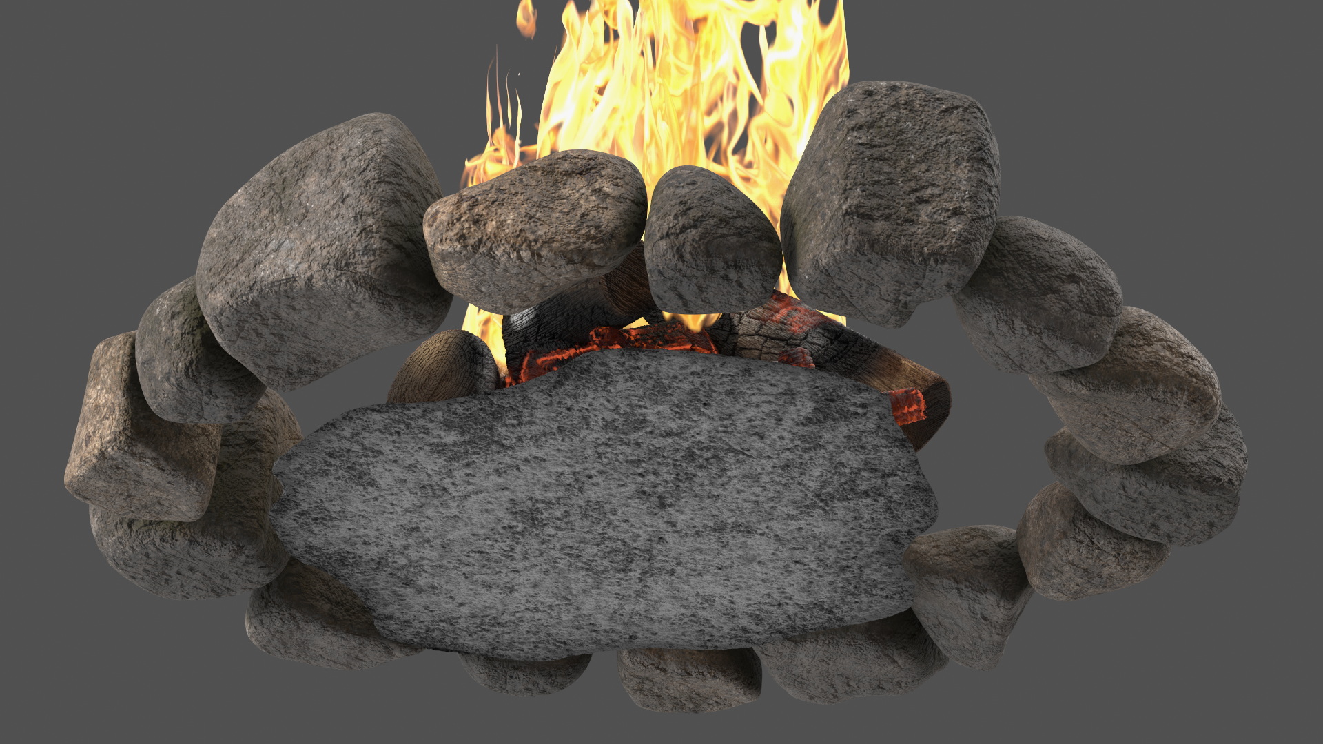 Campfire with Stone Ring 3D model