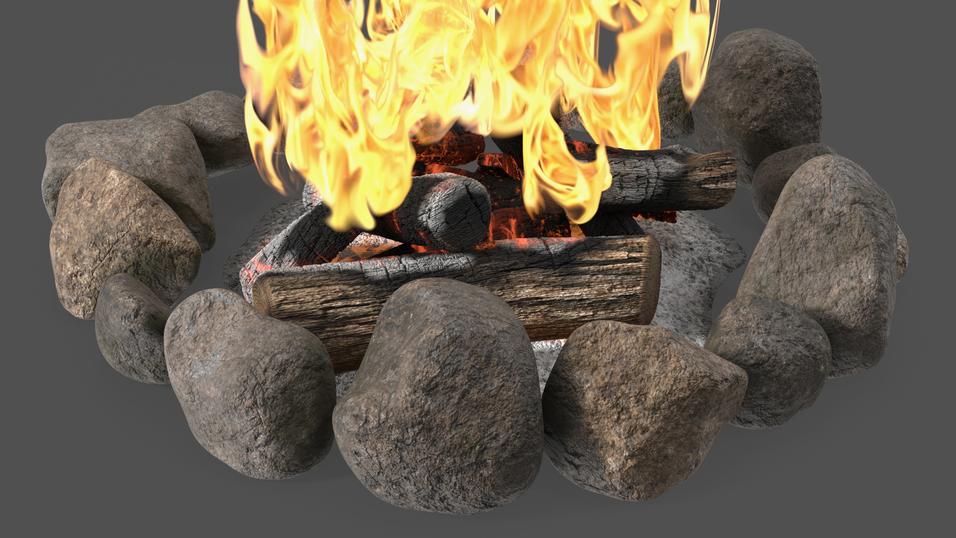 Campfire with Stone Ring 3D model