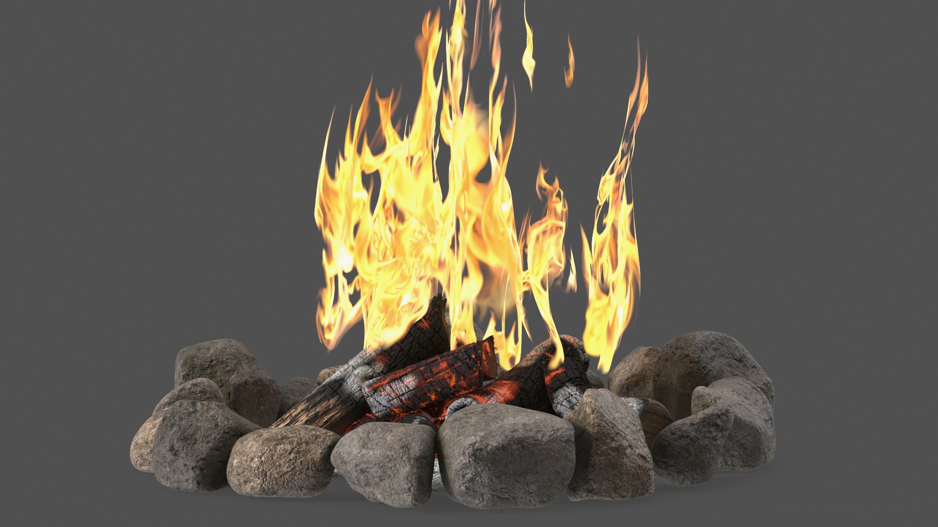 Campfire with Stone Ring 3D model