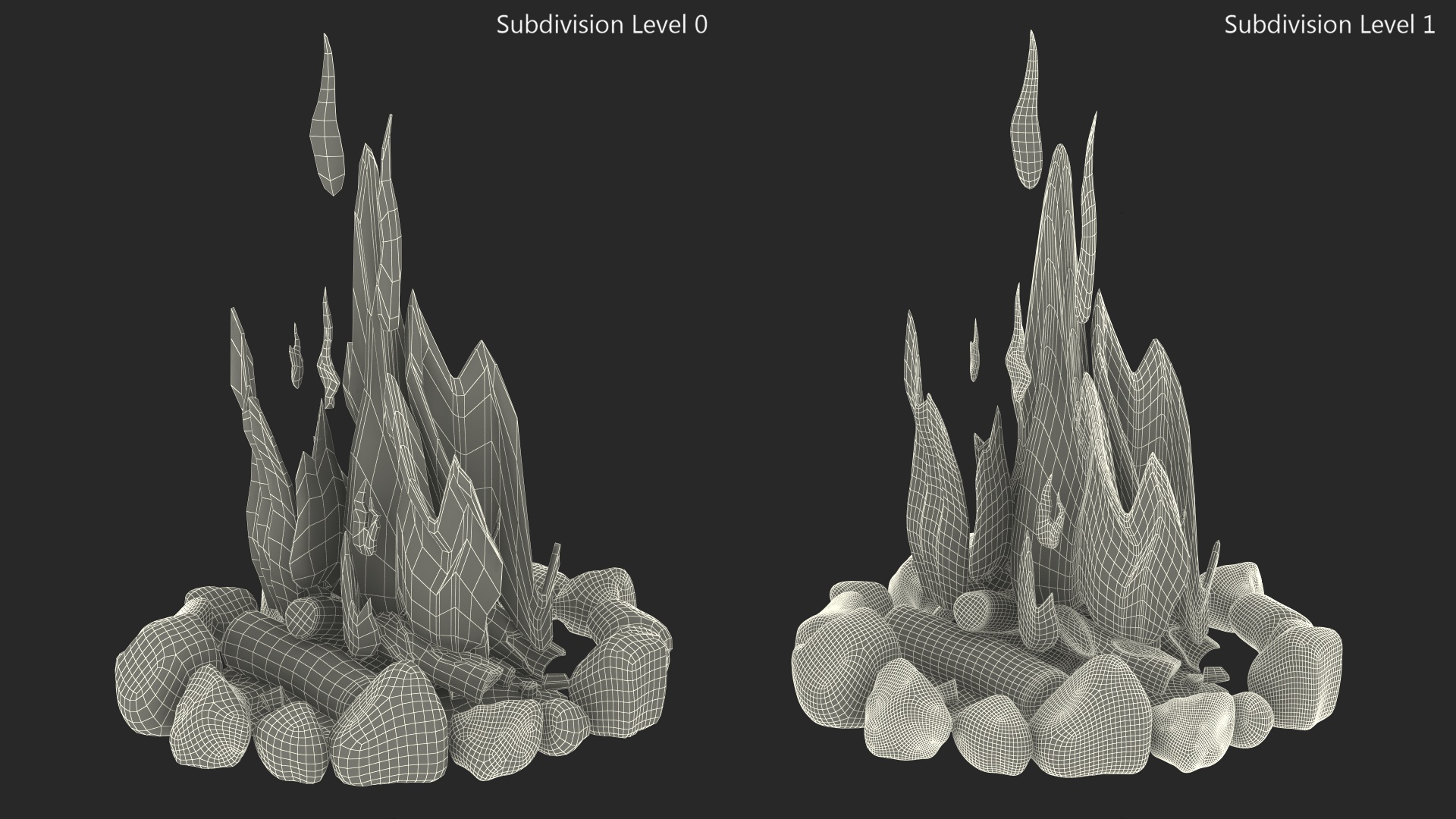 Campfire with Stone Ring 3D model