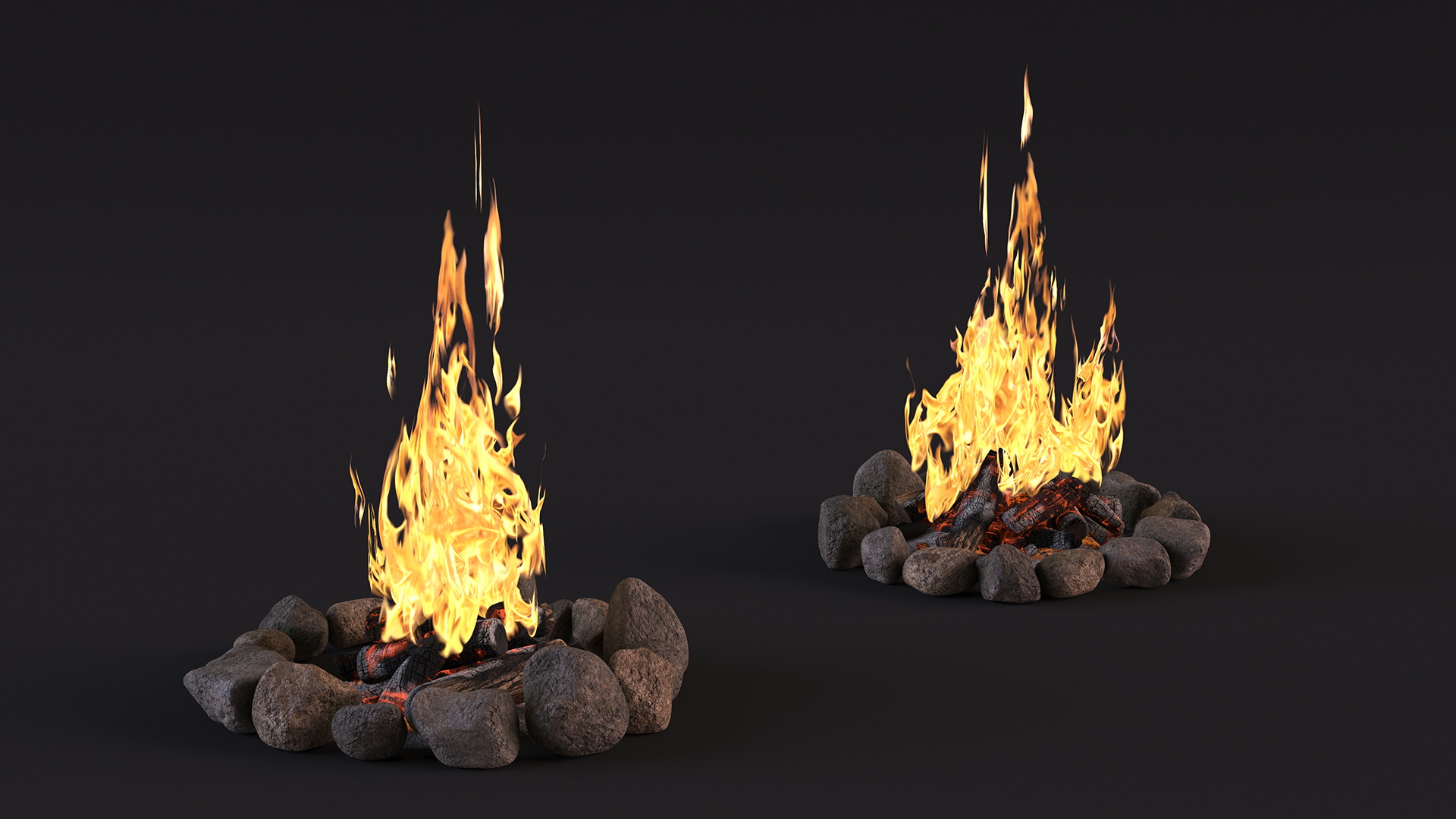 Campfire with Stone Ring 3D model