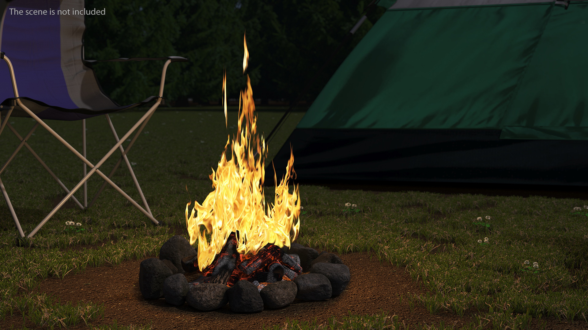 Campfire with Stone Ring 3D model