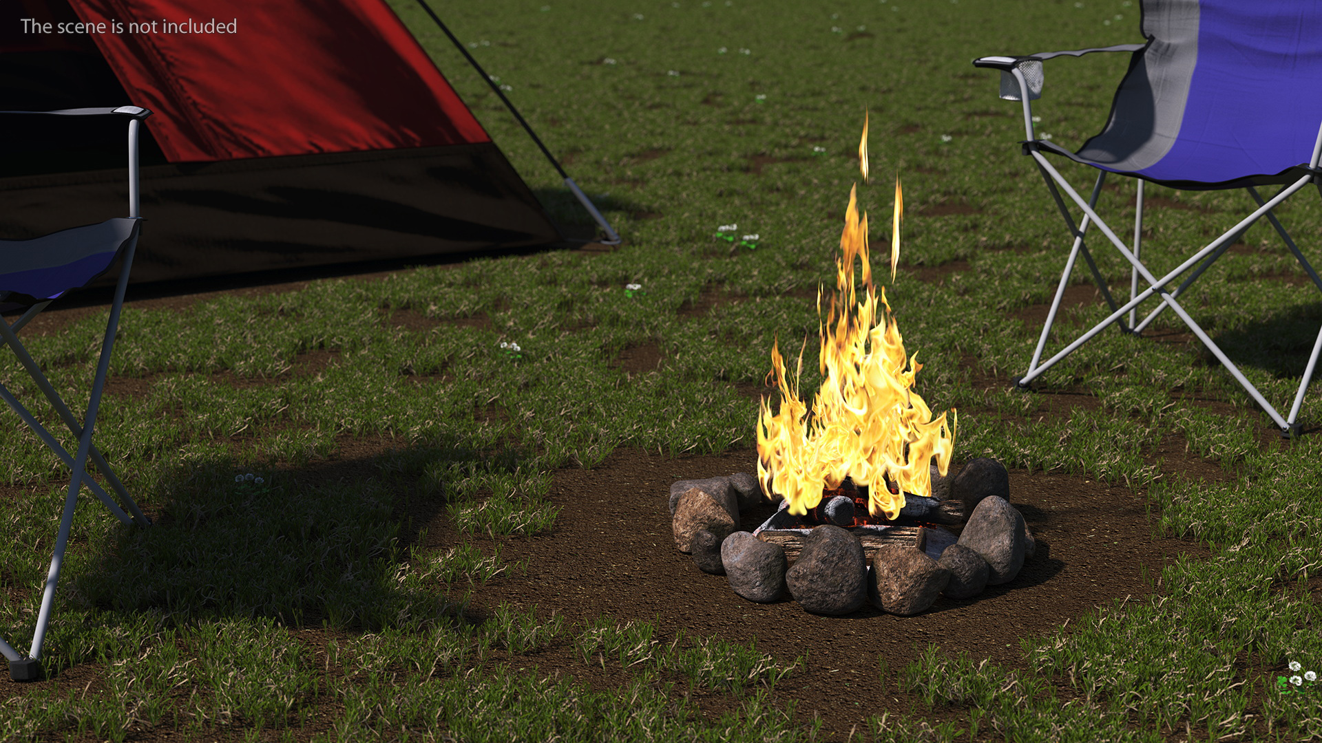 Campfire with Stone Ring 3D model