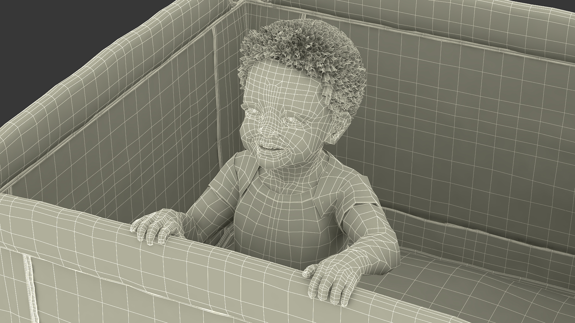 3D African Toddler Boy in Textile Playpen model