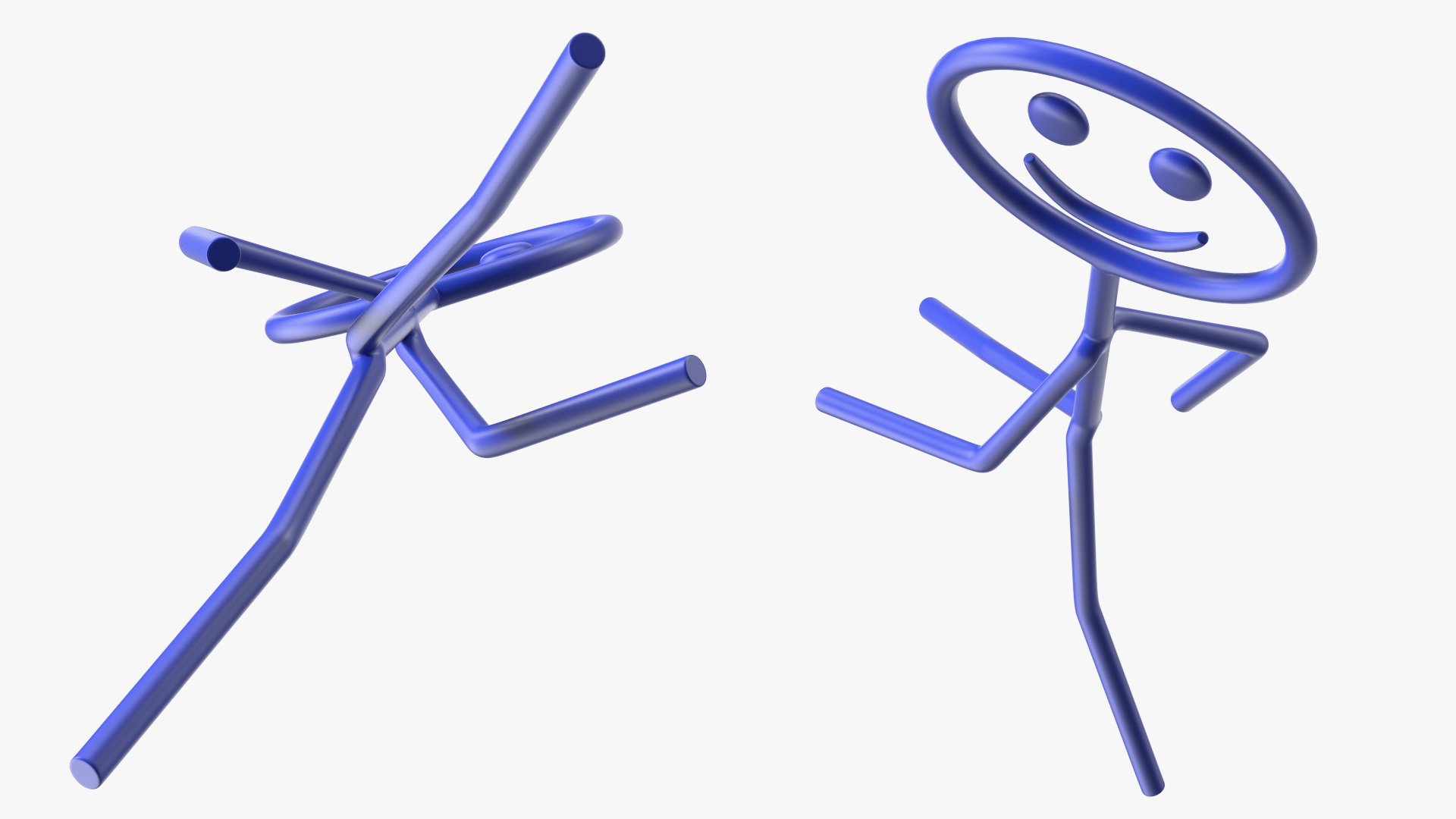 3D Blue Stickman Walking Pose