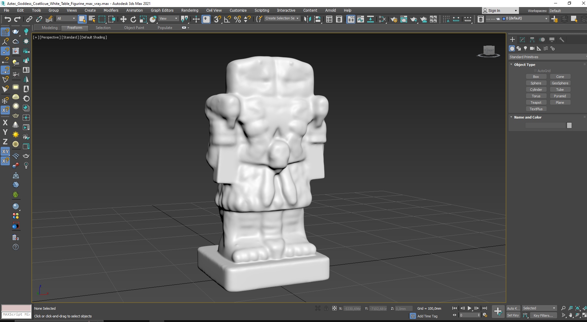 Aztec Goddess Coatlicue White Table Figurine for 3D Print 3D