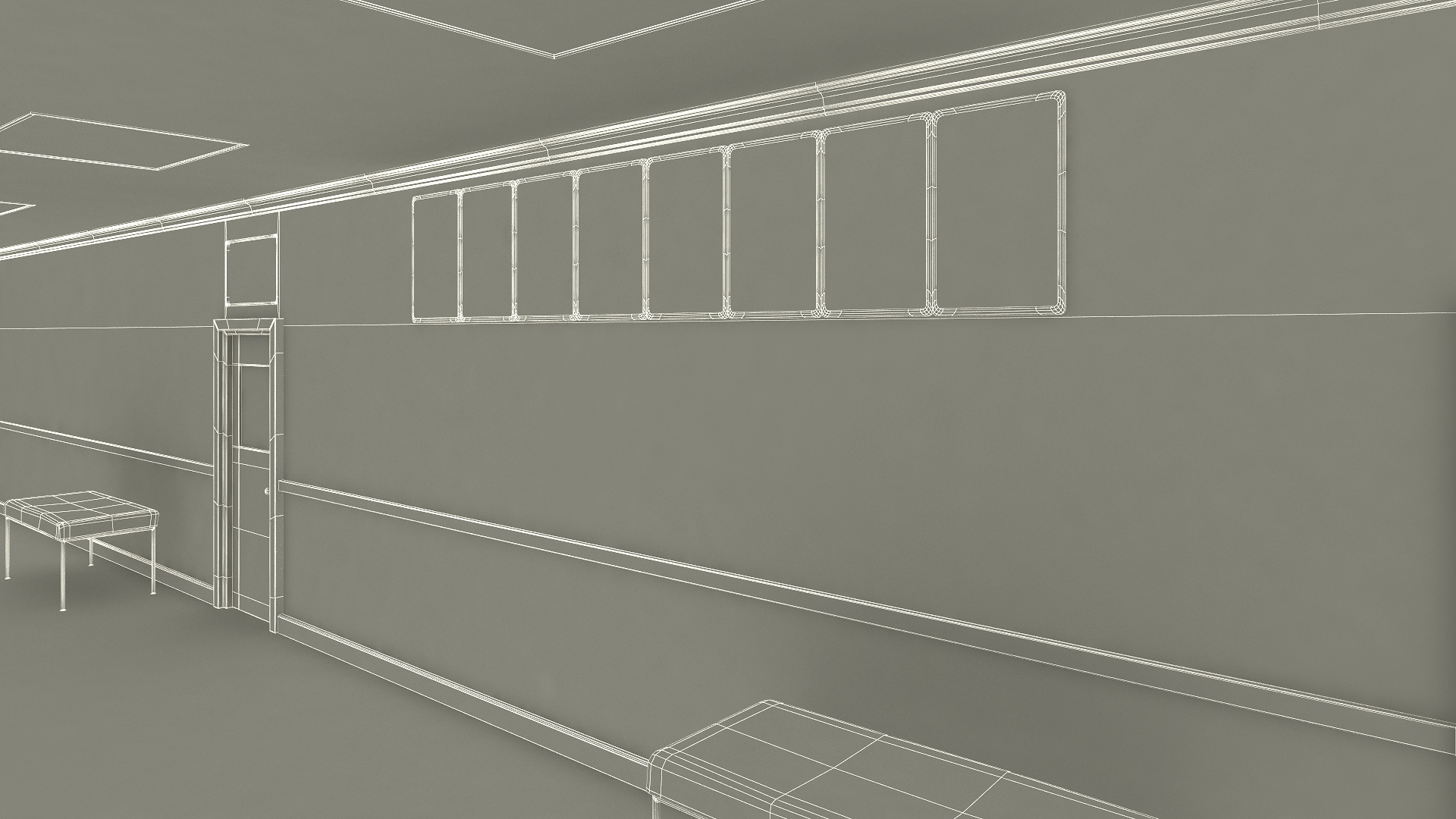 3D School Straight Hallway model