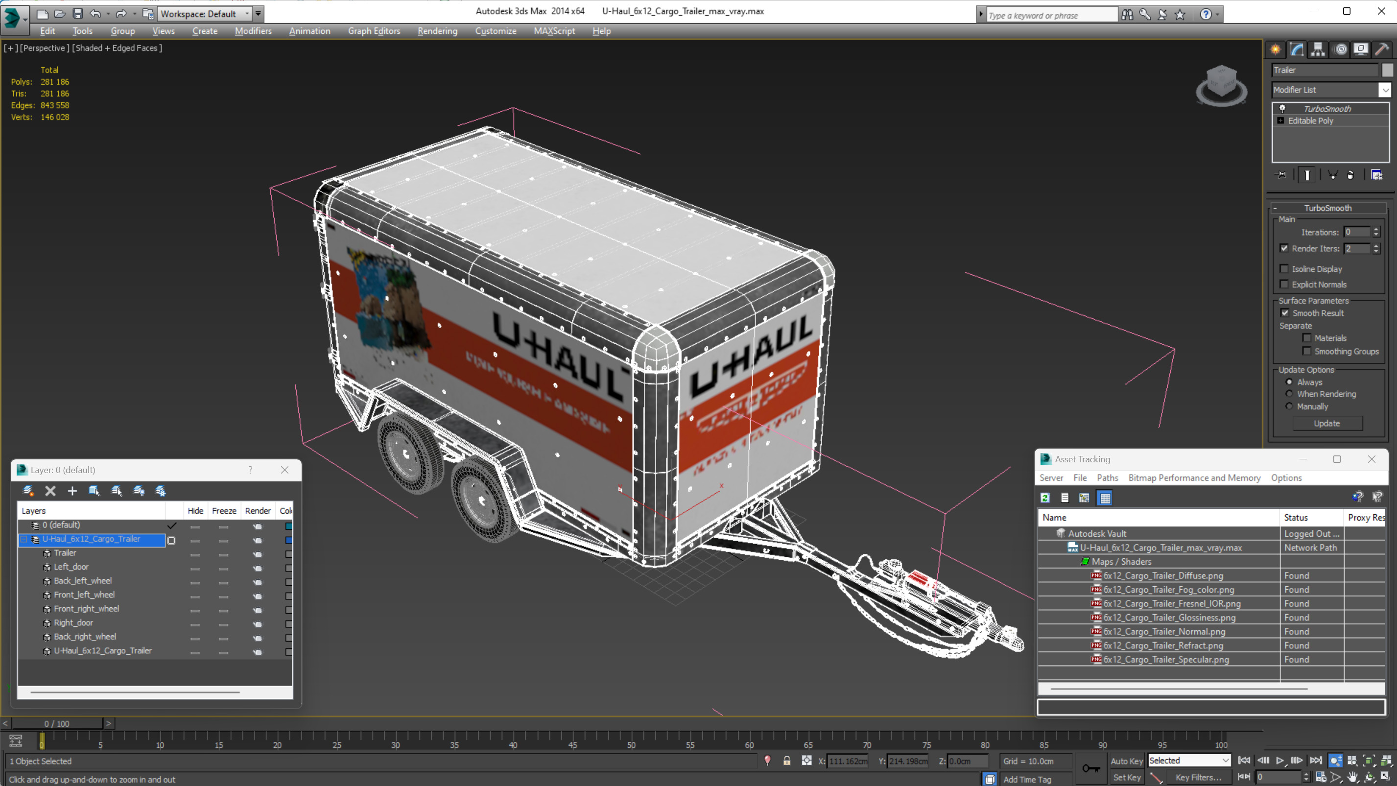 3D model U-Haul 6x12 Cargo Trailer