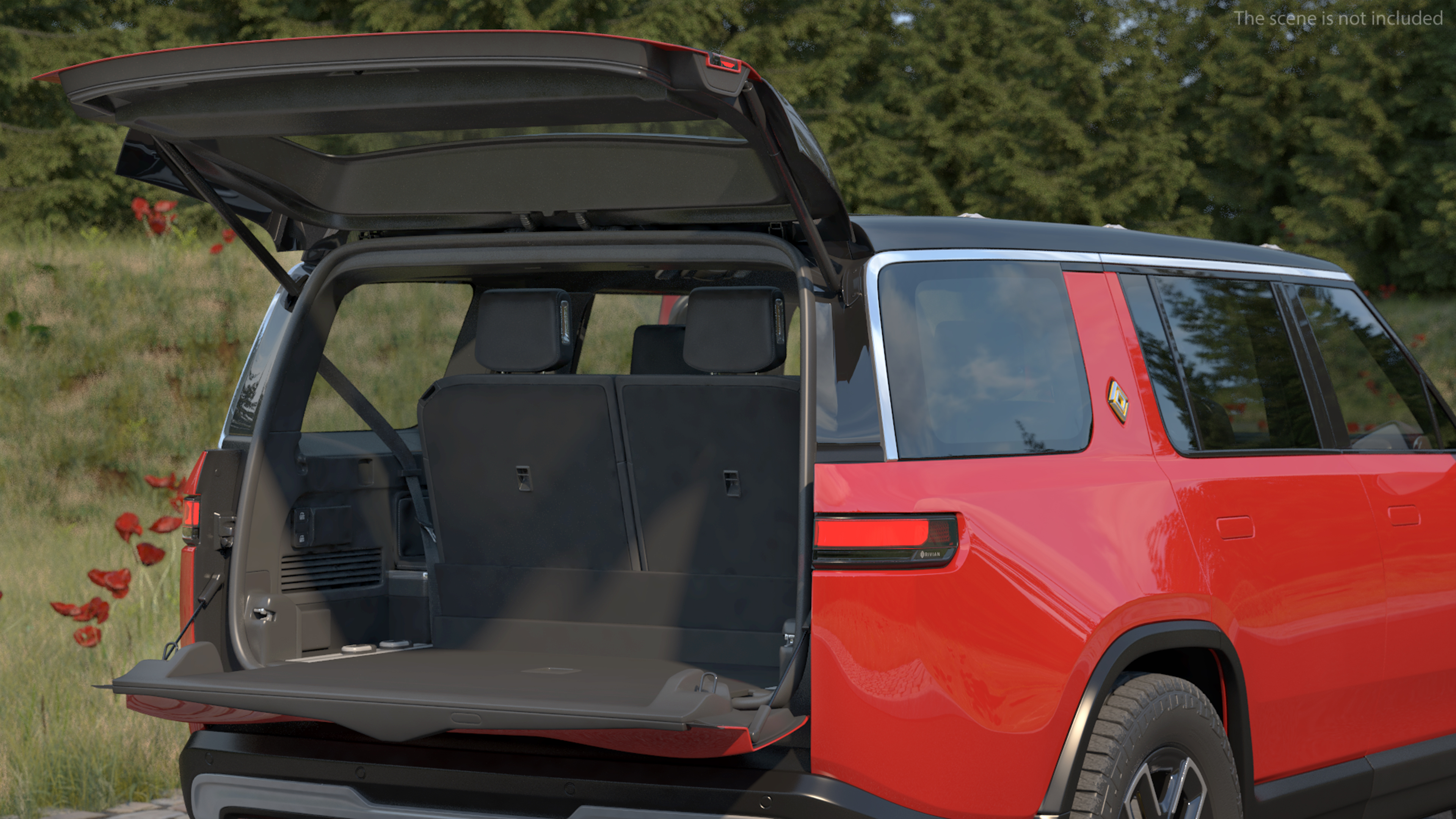 3D model 2023 Rivian R1S SUV Red Rigged