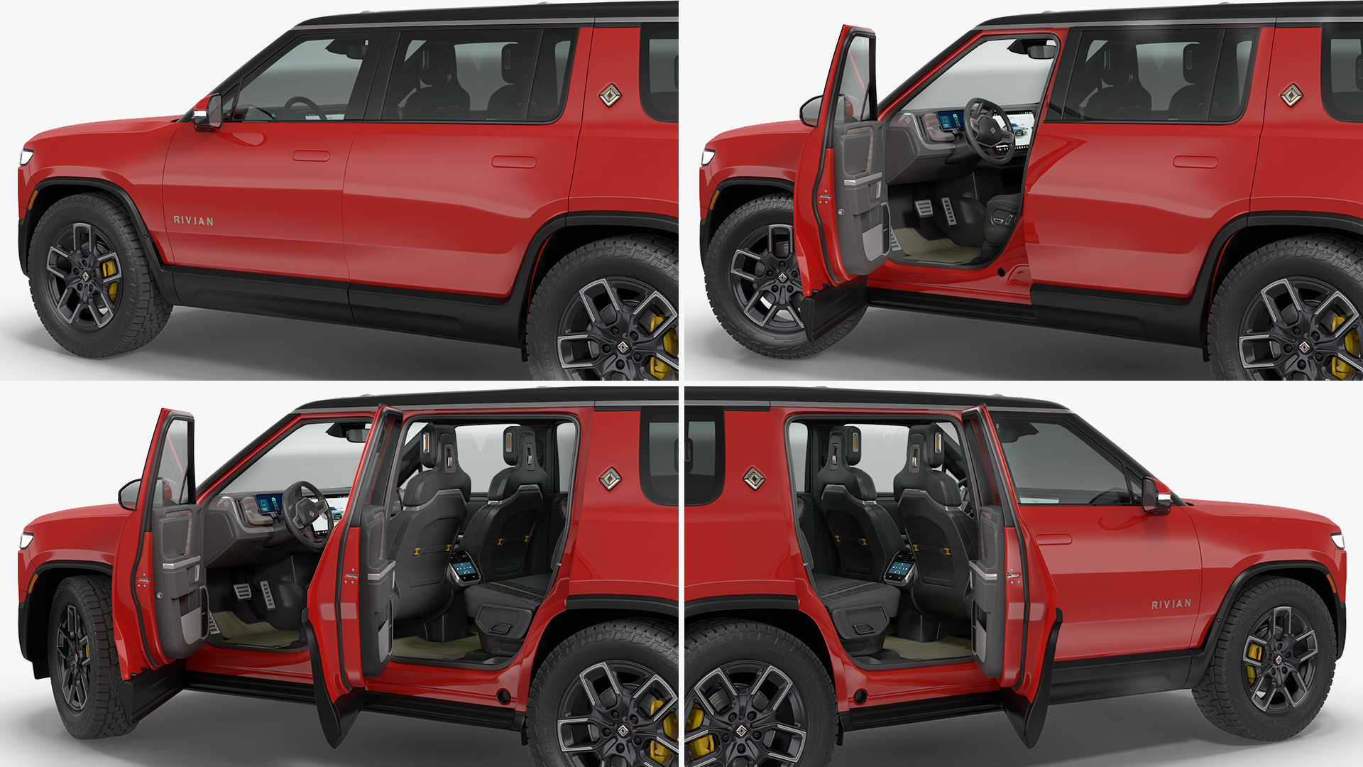 3D model 2023 Rivian R1S SUV Red Rigged